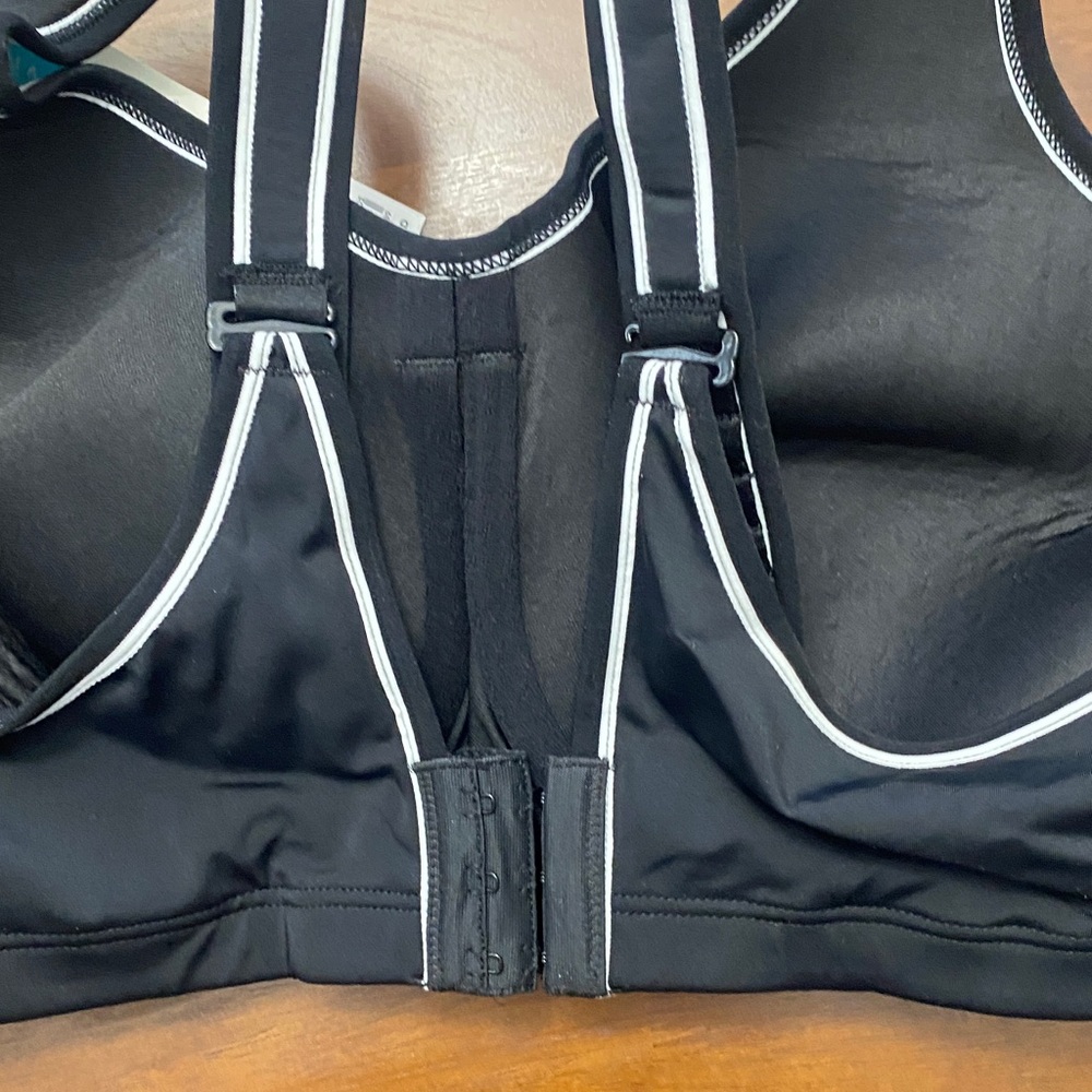 Livi Black Sports Bra with White Trim, Size 42D - Picture 3 of 4